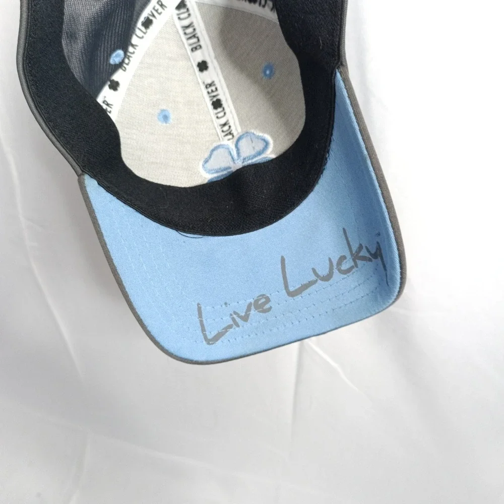 Black Clover Live Lucky Fitted Golf Hat Grey Light Blue Embroidered Logo #1
